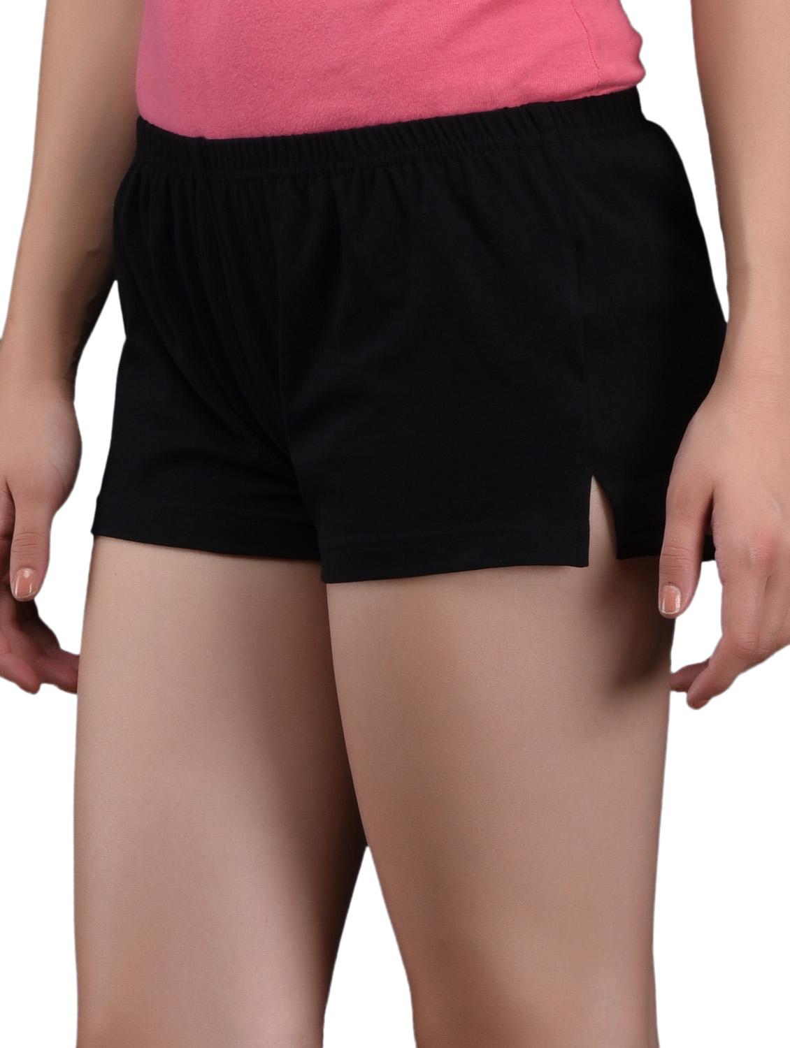 Black Cotton lycra Hot Pants - 1081302 - Zoom Image - 2