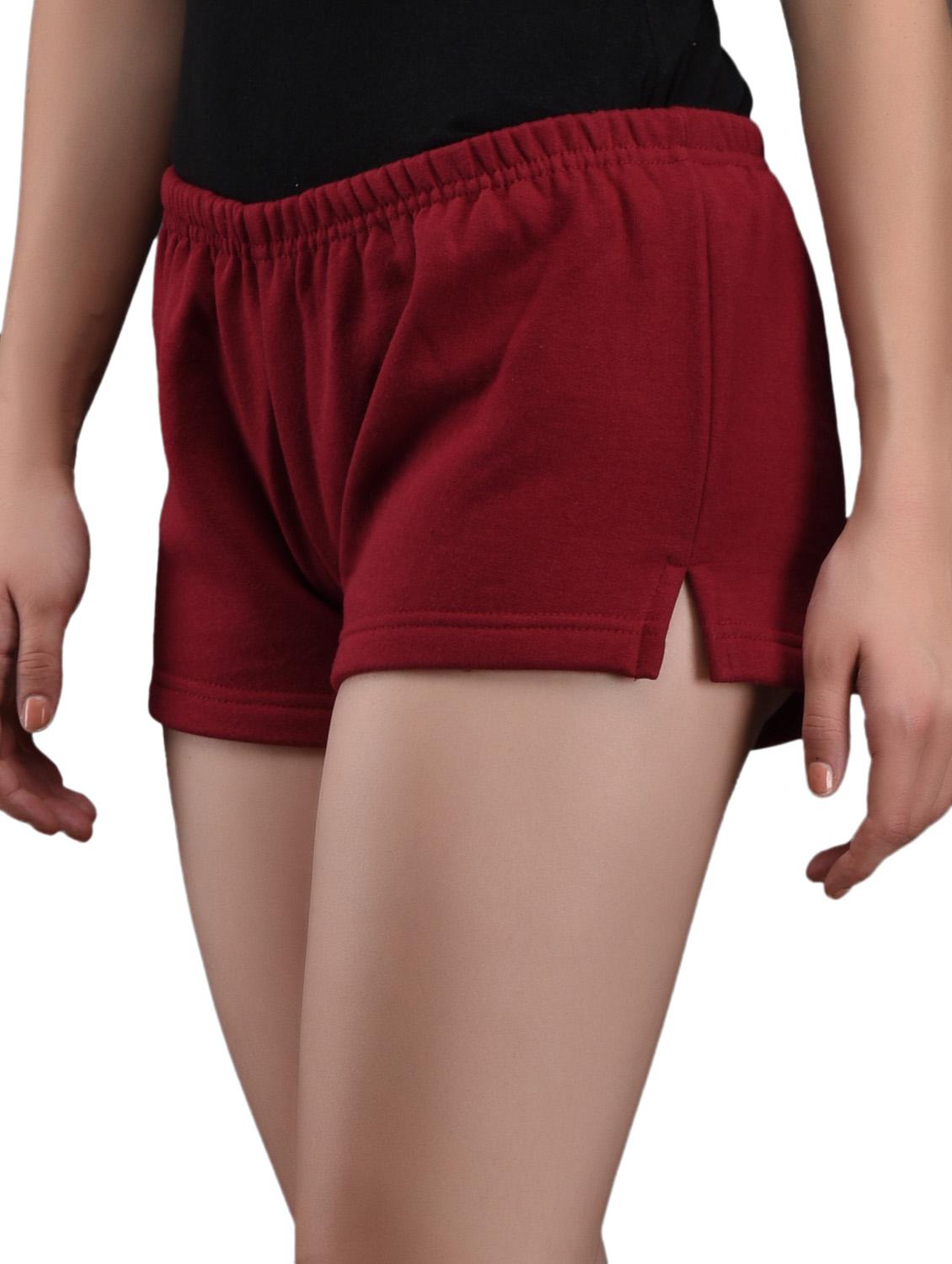 maroon cotton fleece hot pants - 1081312 - Zoom Image - 2