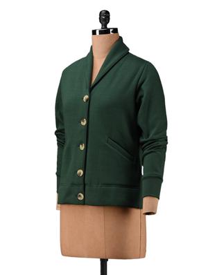 Dark Green Cotton Fleece Jacket - 1081357 - Standard Image - 2