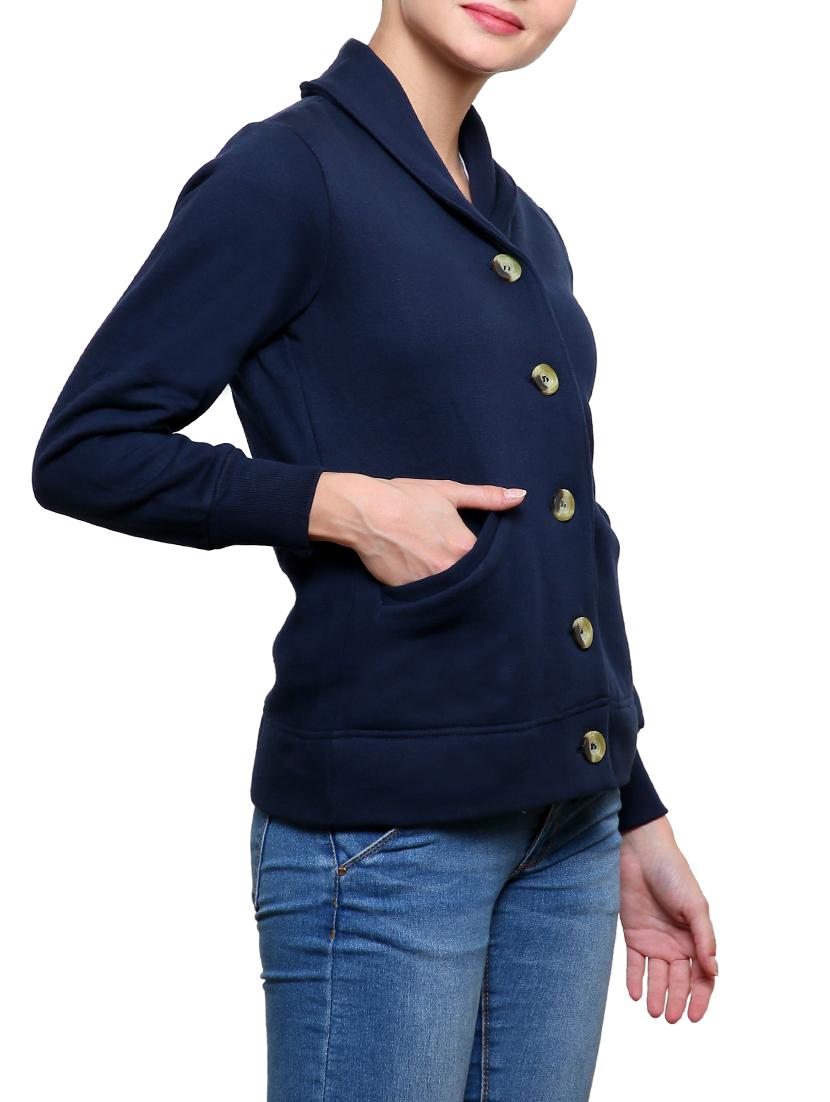 navy cotton fleece jacket - 1081359 - Zoom Image - 2