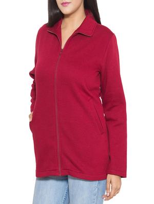 Maroon cotton fleece jacket - 1081378 - Standard Image - 2