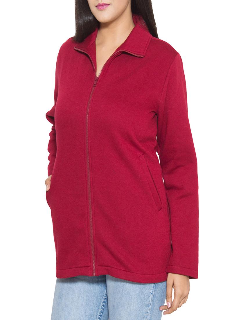 Maroon cotton fleece jacket - 1081378 - Zoom Image - 2