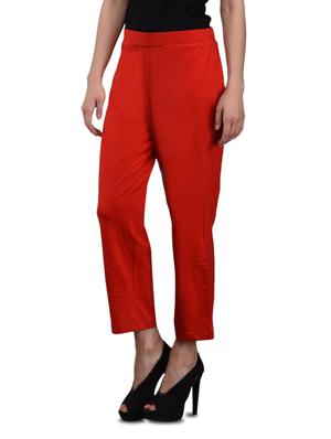 Red cotton Lycra Knit Lounge Pants - 1081401 - Standard Image - 2