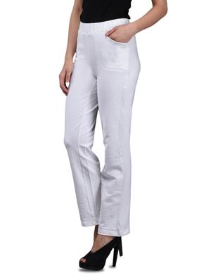 White Cotton Lycra Track pants - 1081403 - Standard Image - 2