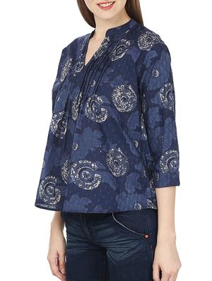blue cotton printed top - 10814296 - Standard Image - 2