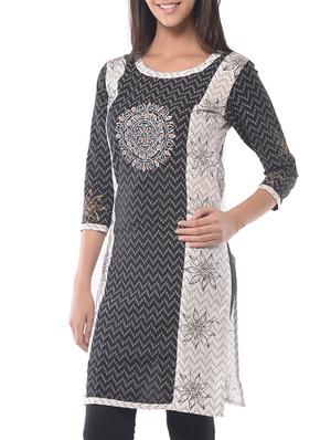 black cotton straight kurta - 10814570 - Standard Image - 2