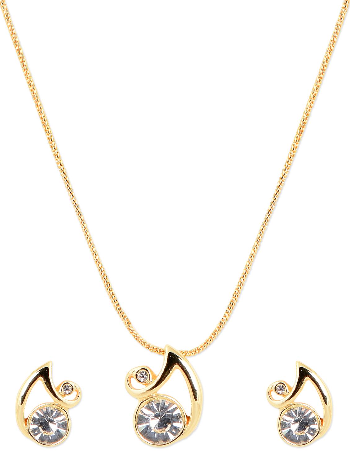Gold Metal Alloy Pendant Set - Golden Peacock