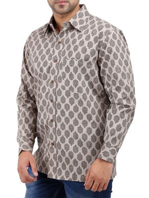beige cotton casual shirt - 10819294 - Standard Image - 2