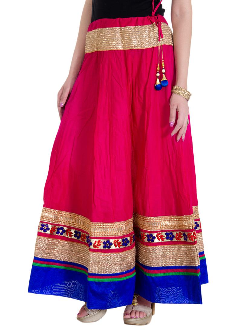 pink cotton aline skirts - 10826013 - Zoom Image - 2