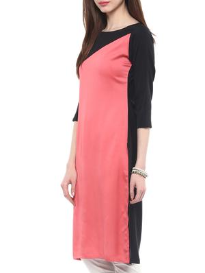 black,peach crepe kurta - 10830321 - Standard Image - 2