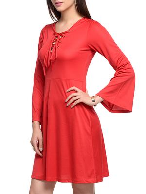 solid red a-line dress - 10841169 - Standard Image - 2