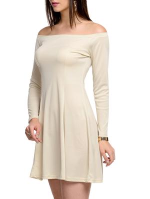 beige polyester front bow tie up dress - 10841171 - Standard Image - 2