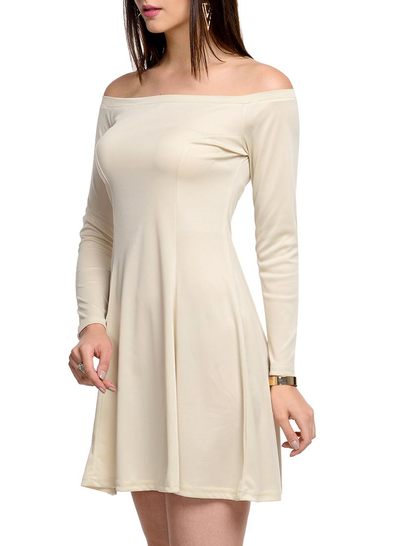 beige polyester front bow tie up dress - 10841171 - Zoom Image - 2