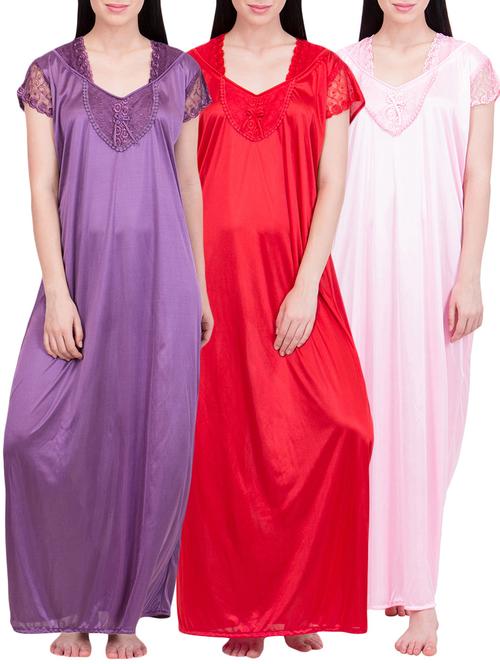 purple,red &pink satin nightwear - 10841351 - Very Small Image - 1