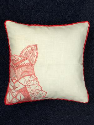 off-white & pink geometric animal cushion cover - 10857318 - Standard Image - 2