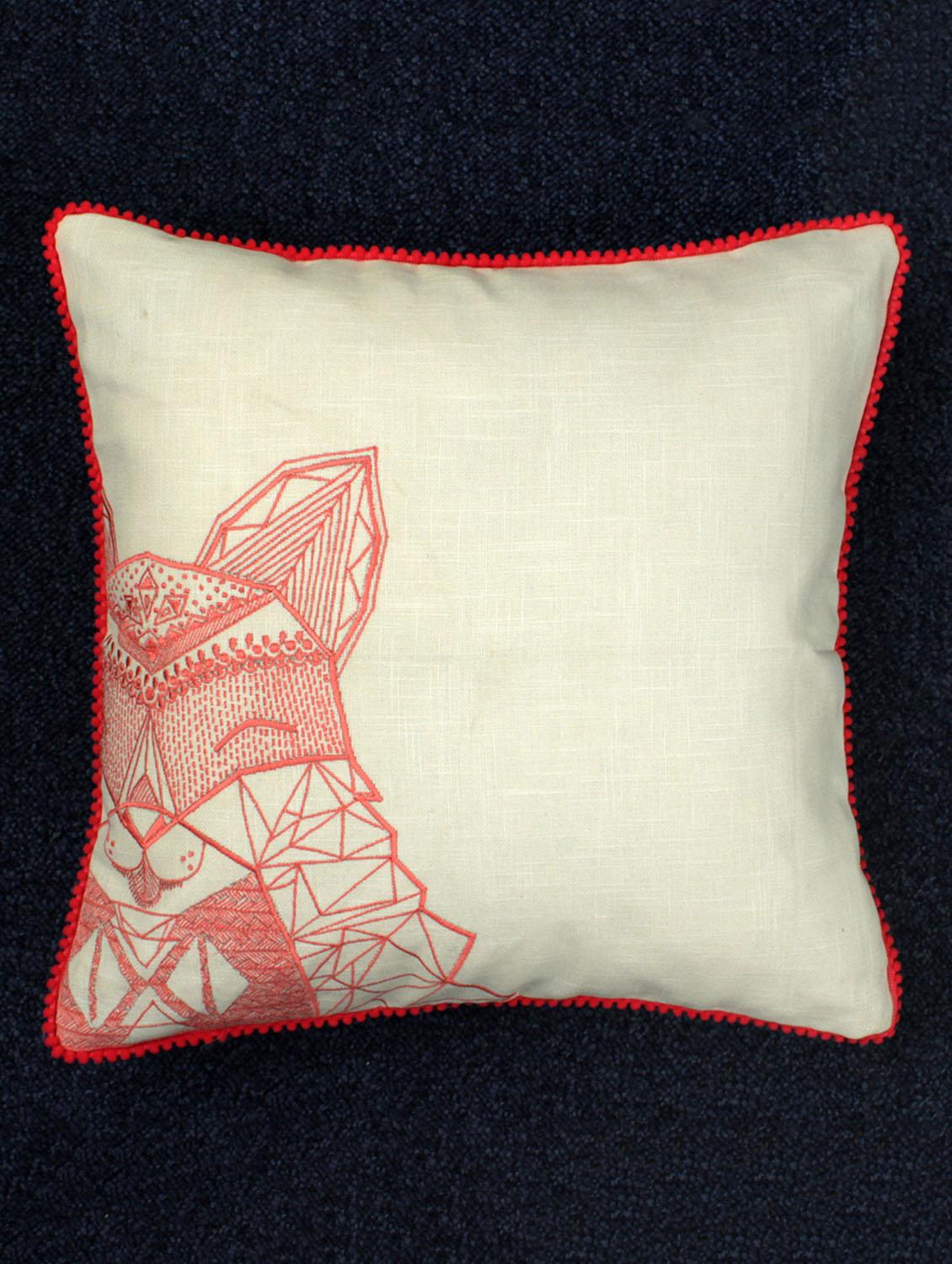off-white & pink geometric animal cushion cover - 10857318 - Zoom Image - 2