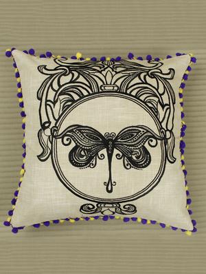 beige & brown dragonfly cushion cover - 10857327 - Standard Image - 2