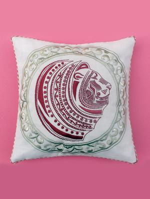 off-white red & gold lion face cushion cover - 10857328 - Standard Image - 2