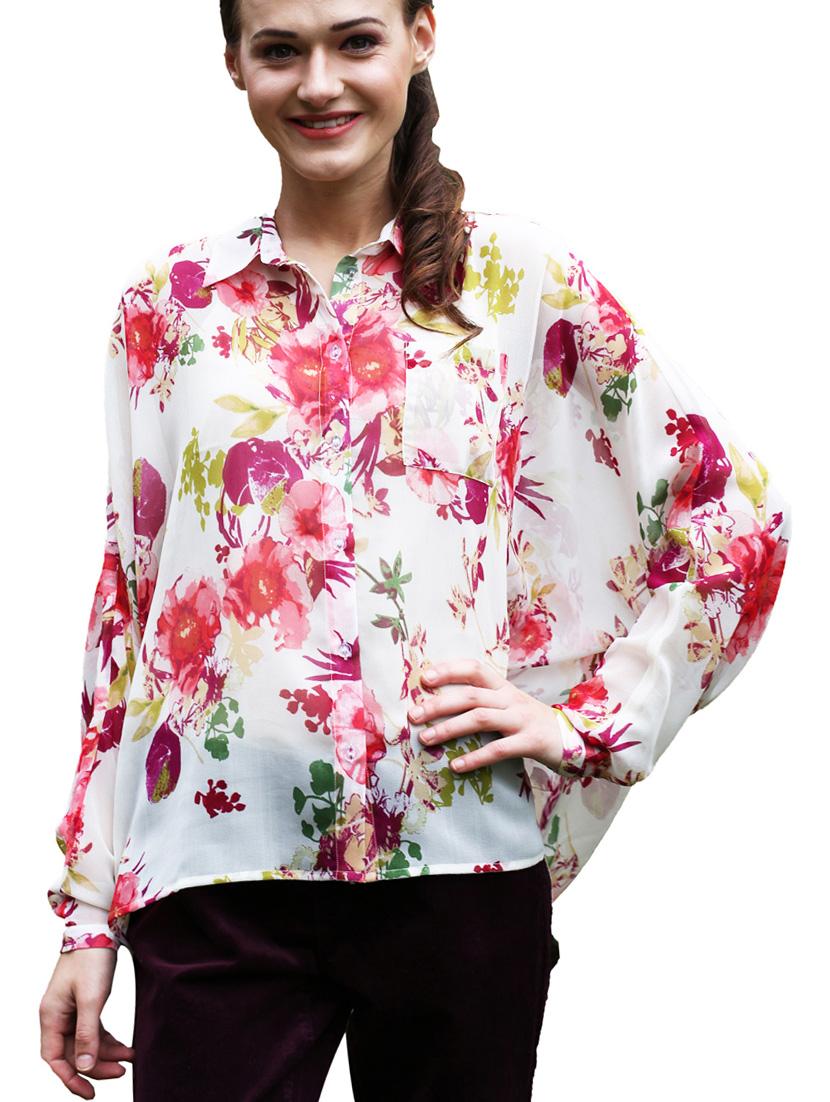 Floral Printed Long Sleeves Georgette Top - Meiro