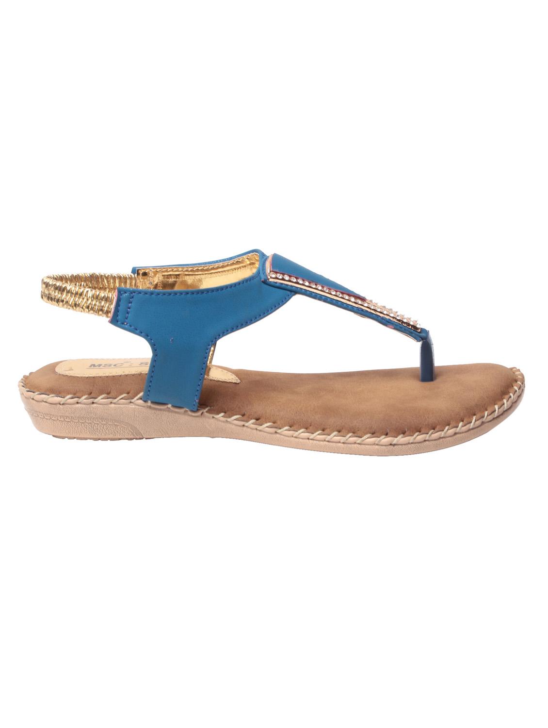 blue leatherette back strap sandals - 10859191 - Zoom Image - 2