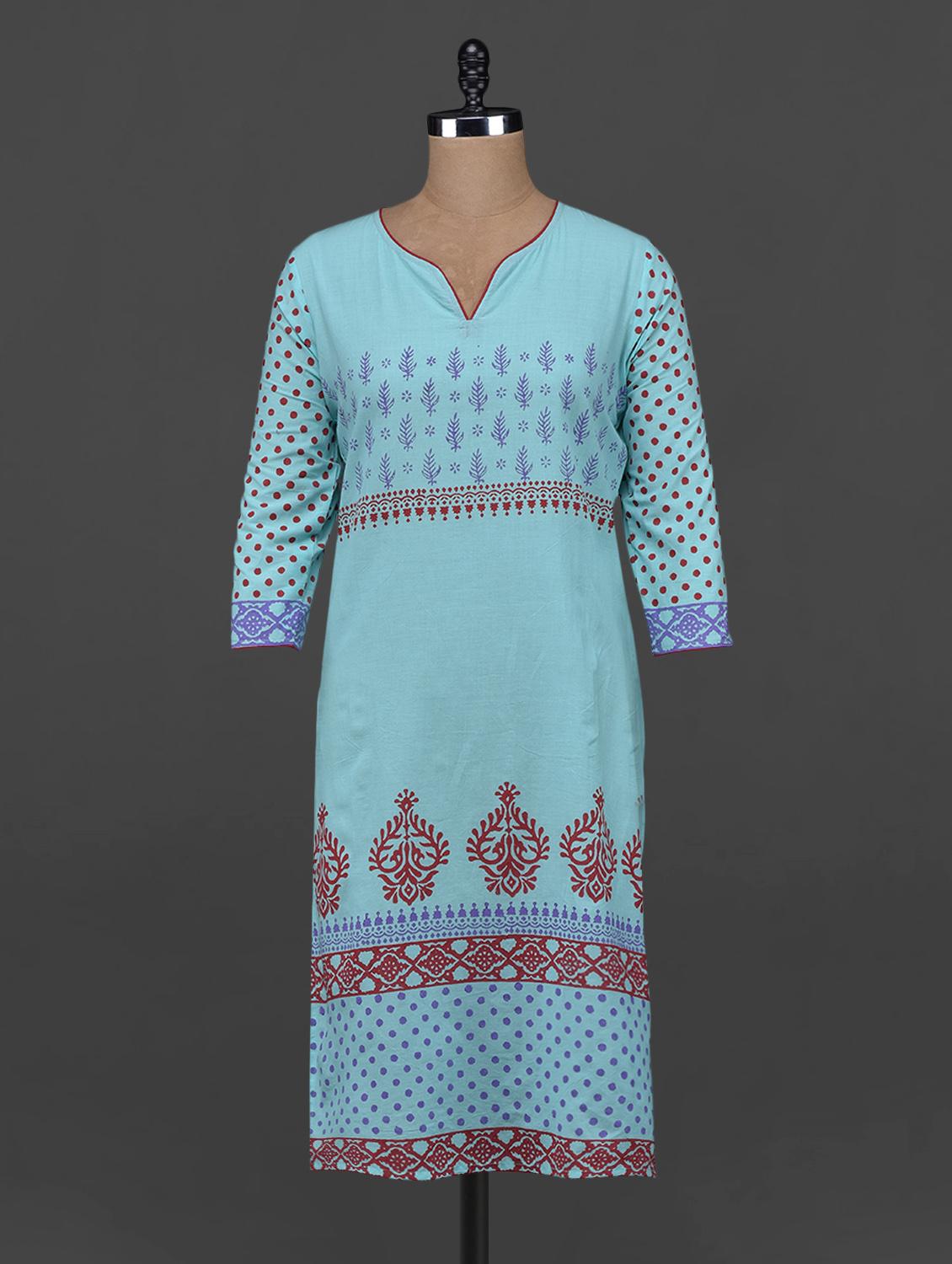 Quarter Sleeve Block Printed Kurta - Aamii