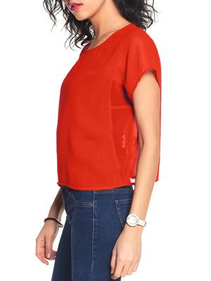 cap sleeved sheer back top - 10874797 - Standard Image - 2