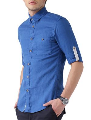 blue cotton casual shirt - 10880938 - Standard Image - 2