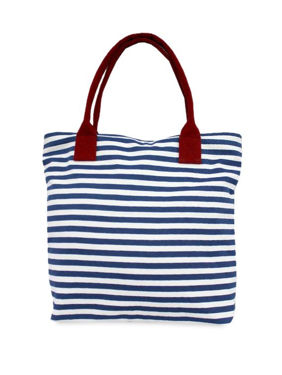 Blue And White Striped Canvas Handbag - 1089091 - Zoom Image - 2