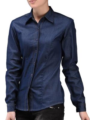 structured solid blue denim shirt - 1089229 - Standard Image - 2