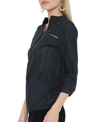grey cotton blouson top - 10894084 - Standard Image - 2