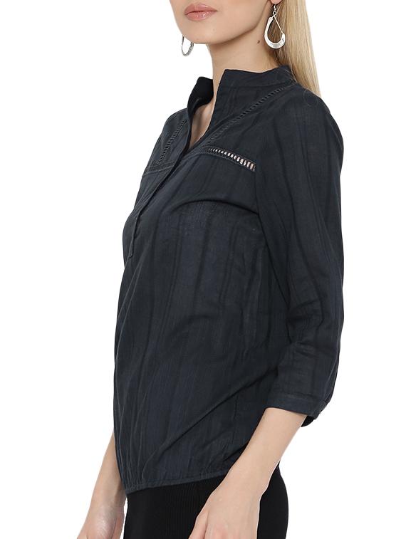 grey cotton blouson top - 10894084 - Zoom Image - 2