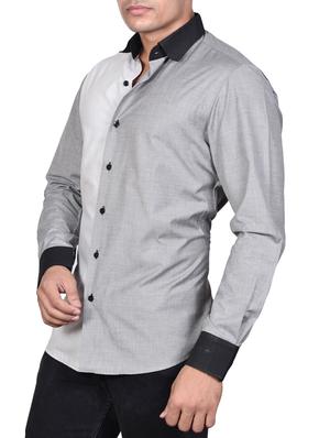 grey cotton casual shirt - 10899281 - Standard Image - 2