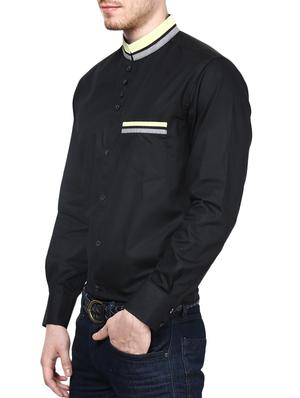 black cotton casual shirt - 10899327 - Standard Image - 2