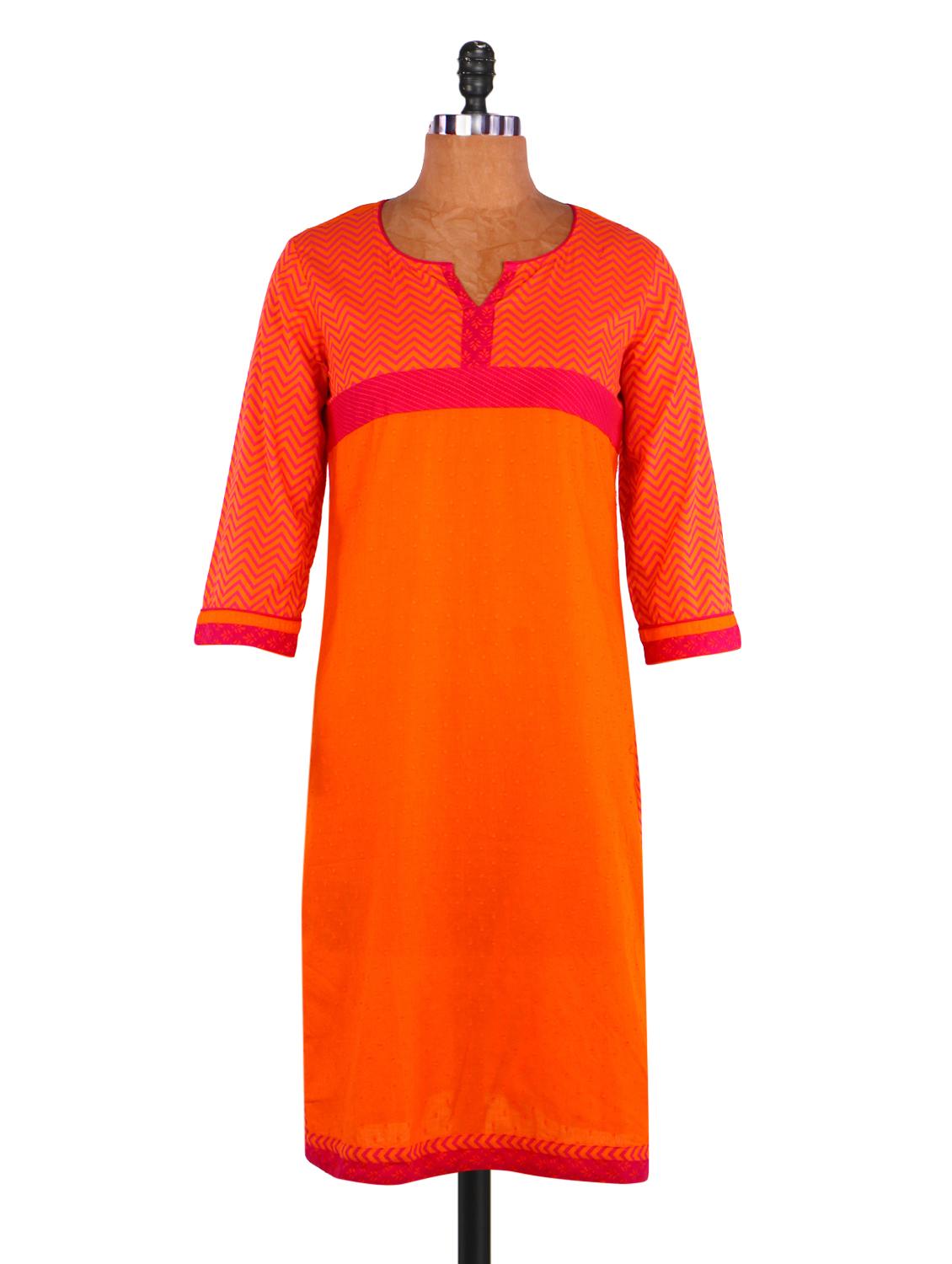 Quarter Sleeve Chevron Printed Kurta - Varanga