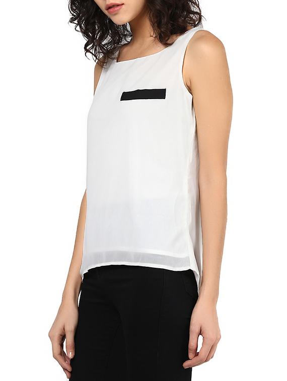 white georgette High-Low regular top - 10906609 - Zoom Image - 2