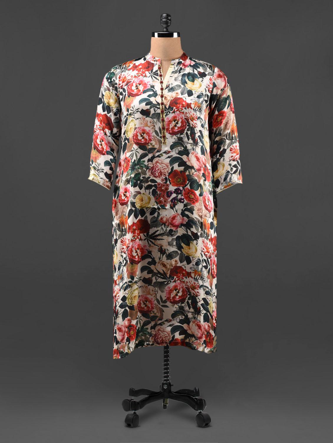 Quarter Sleeve Floral Printed Kurta - KAJJALI