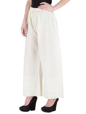 offwhite cotton palazzos - 10942748 - Standard Image - 2