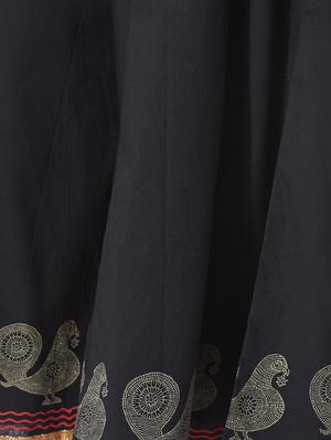 Black hand block print cotton divided skirt - 10967072 - Standard Image - 5
