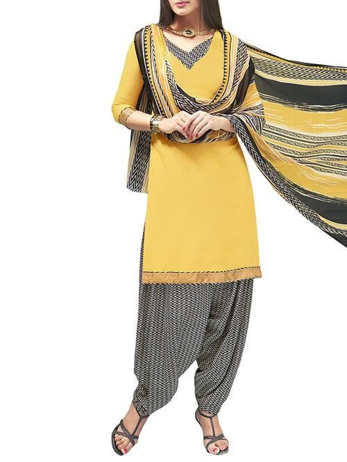 multi colored crepe unstitched suit - 10969397 - Very Small Image - 1