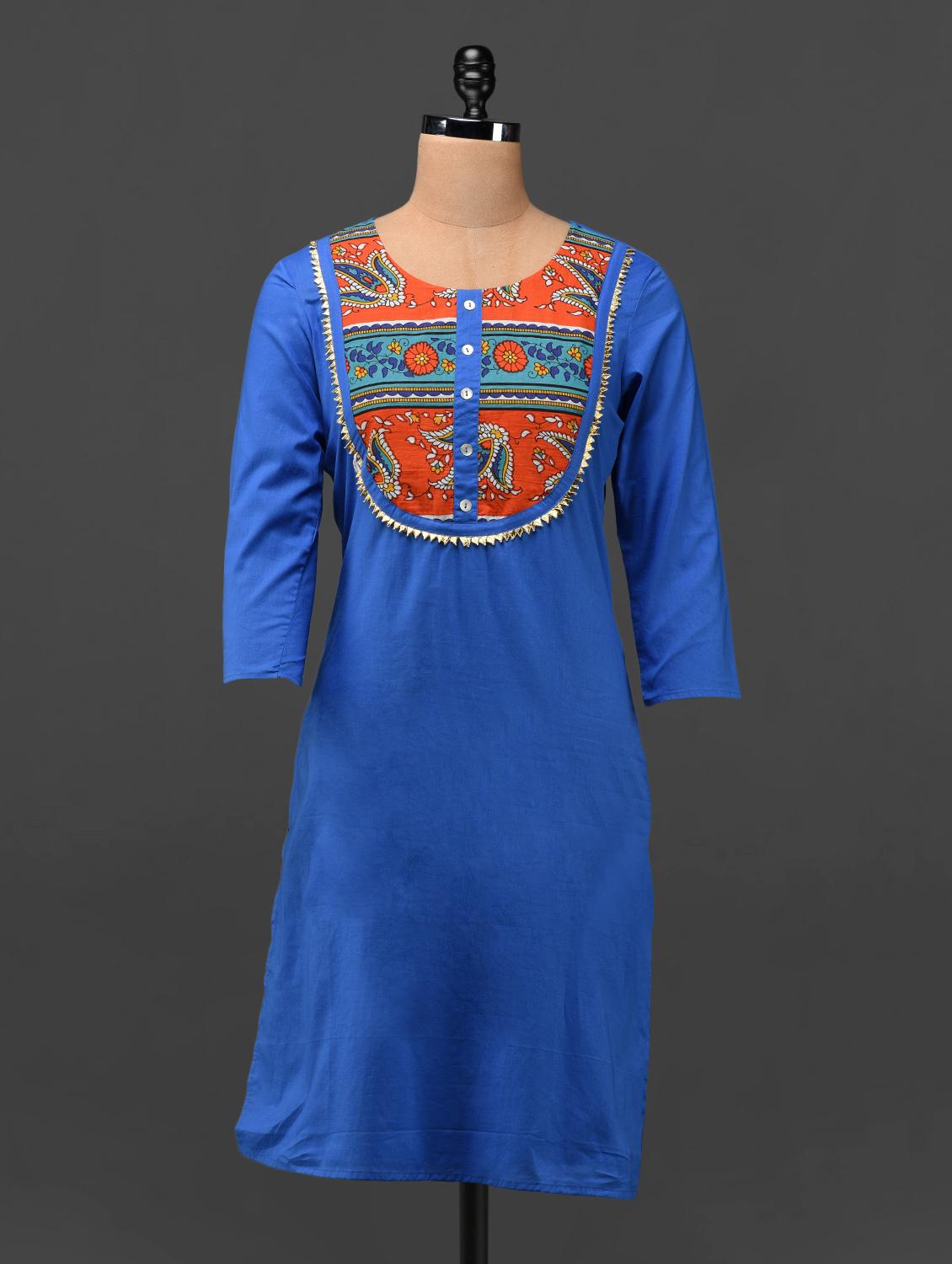 Floral Print Yoke Quarter Sleeve Cotton Kurta - MOTIF