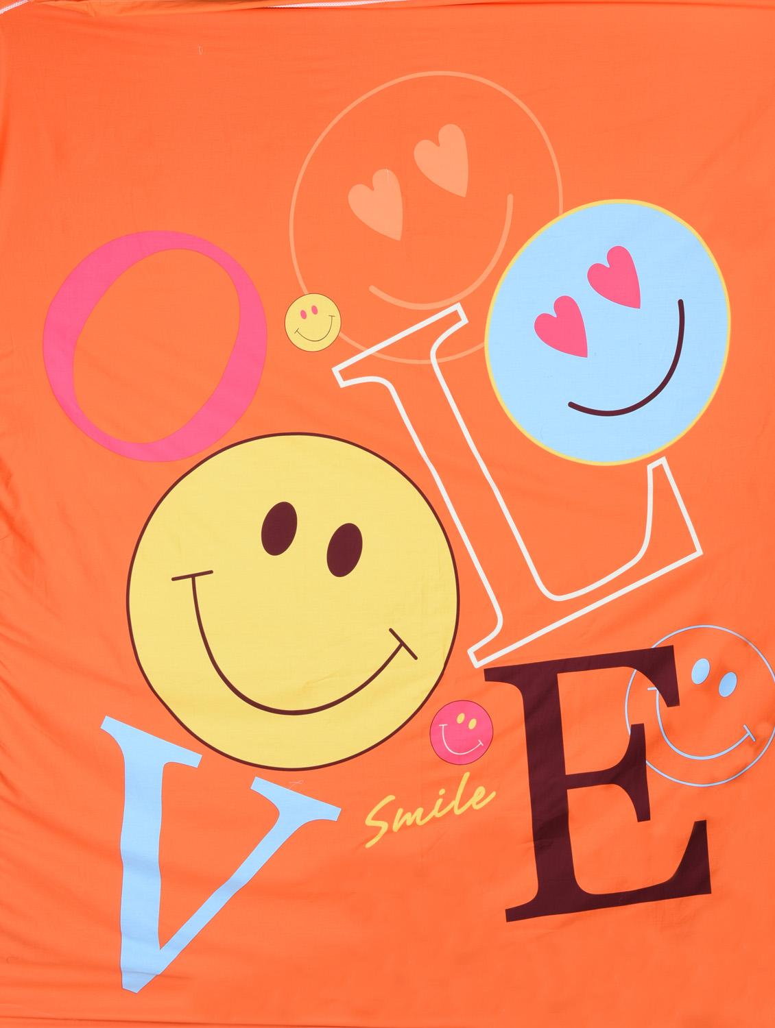 LOVE Smiley Printed Double Bedsheet with 2 Pillow Covers - 1098191 - Zoom Image - 2