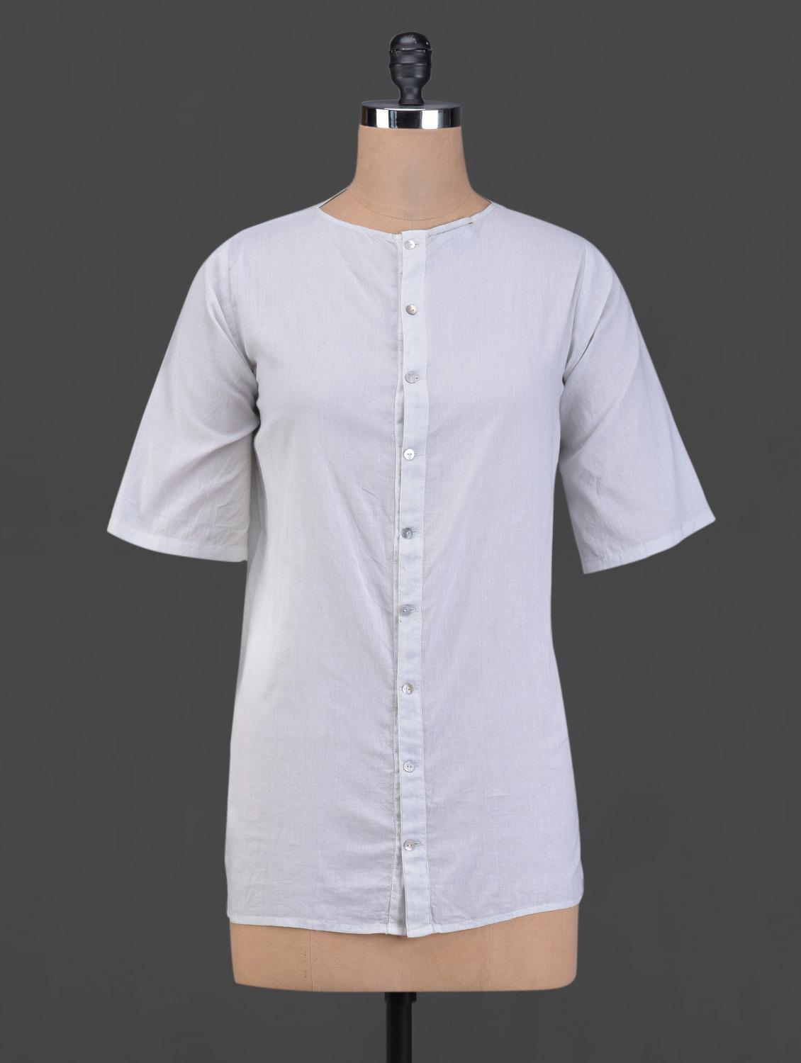 Light Grey Front Buttoned Cotton Top - BIAS