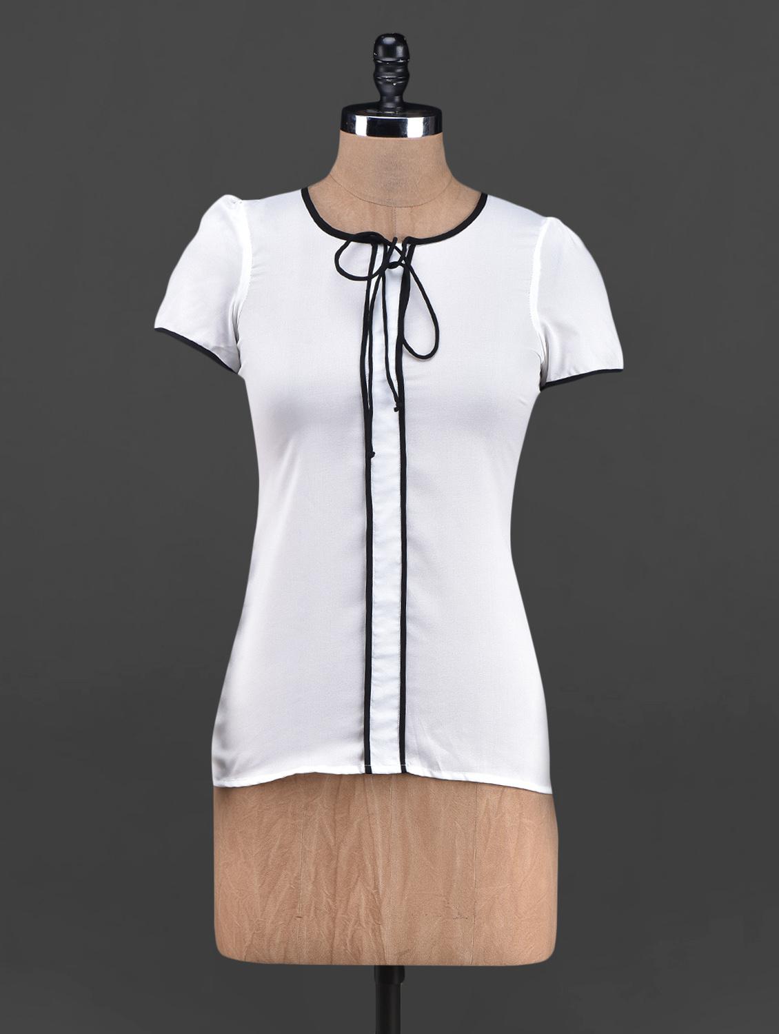 Round Neck Short Sleeve Georgette Top - OSHEA