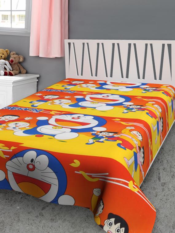 Doraemon Yellow Print Reversible Single Dohar - Furry