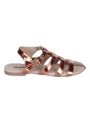 copper leatherette ankle strap sandals - 10986482 - Standard Image - 2