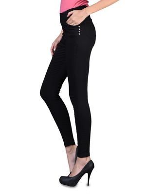 Solid black cotton blend jeggings - 1098747 - Standard Image - 2