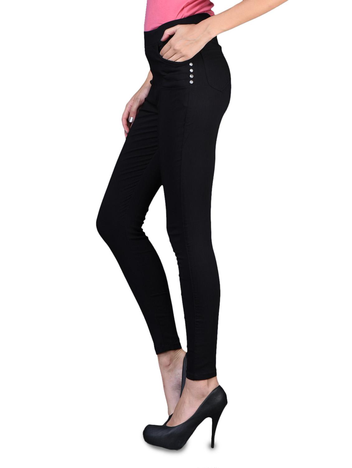 Solid black cotton blend jeggings - 1098747 - Zoom Image - 2