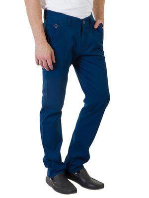 blue cotton blend casual trousers - 11007292 - Standard Image - 2