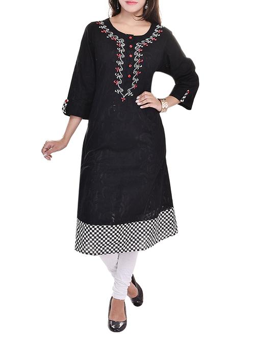 black cotton a line kurta - 11026013 - Very Small Image - 1