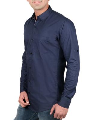blue cotton casual shirt - 11030296 - Standard Image - 2